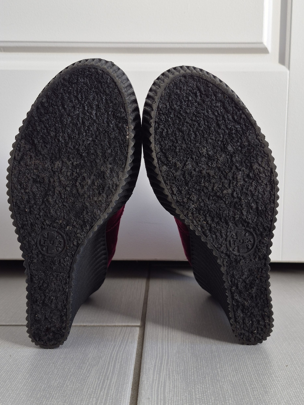 T.U.K Burgundy Velvet Platform Lace-Up Creepers - Picture 8 of 8